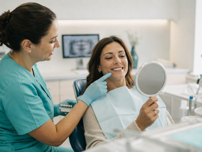 Evaluación de estética dental frente a un espejo
